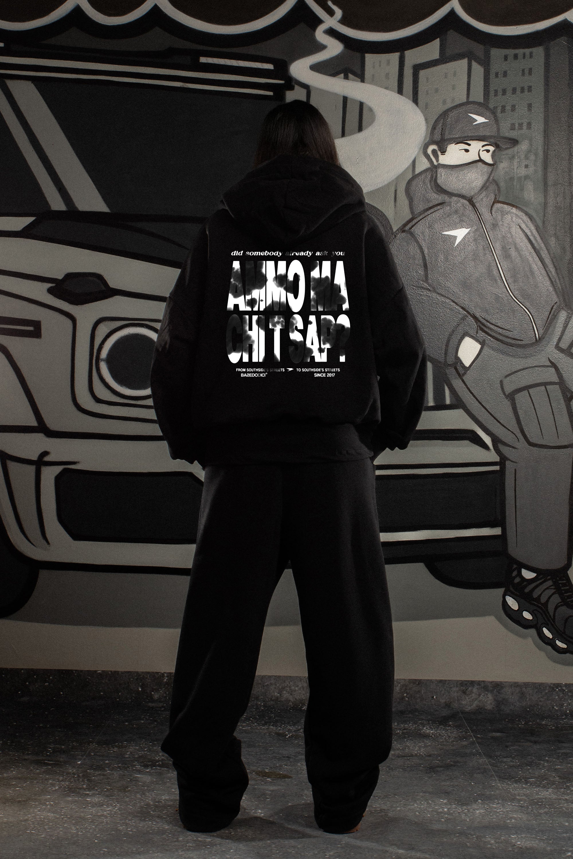 Hoodie “AMMO” CHI'T'SAP Black/Cow Grey