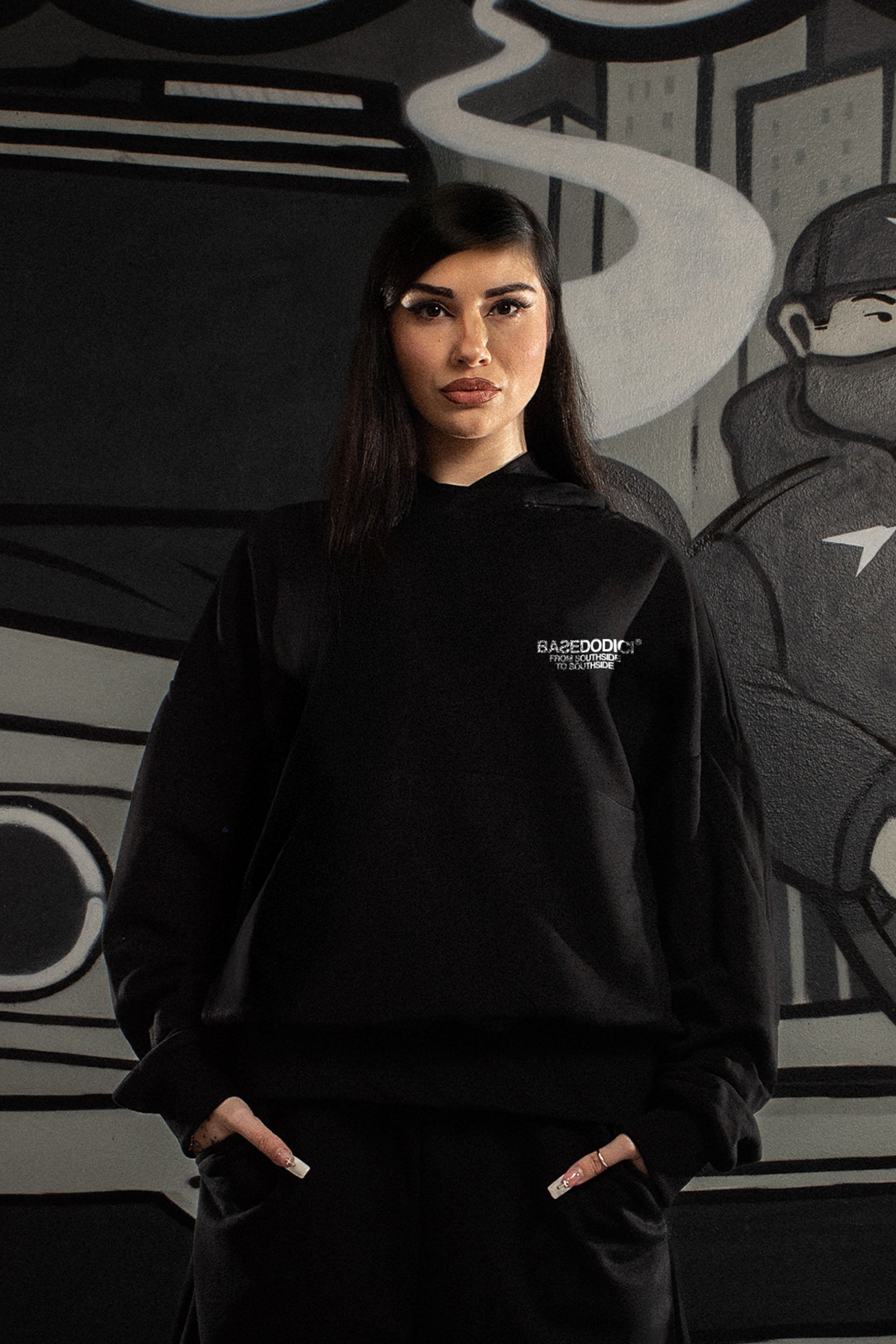 Hoodie “AMMO” CHI'T'SAP Black/Cow Grey