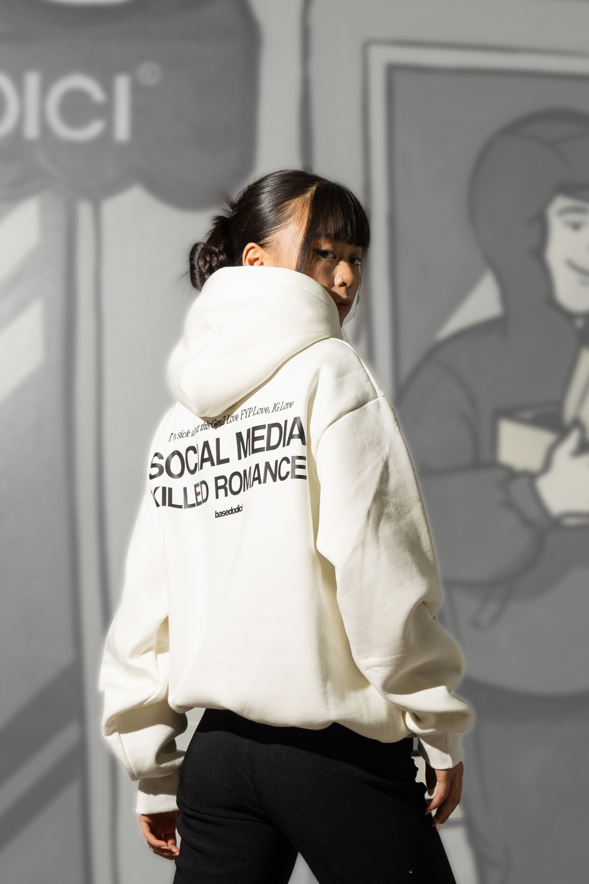 Hoodie “KILLED ROMANCE” White/Black