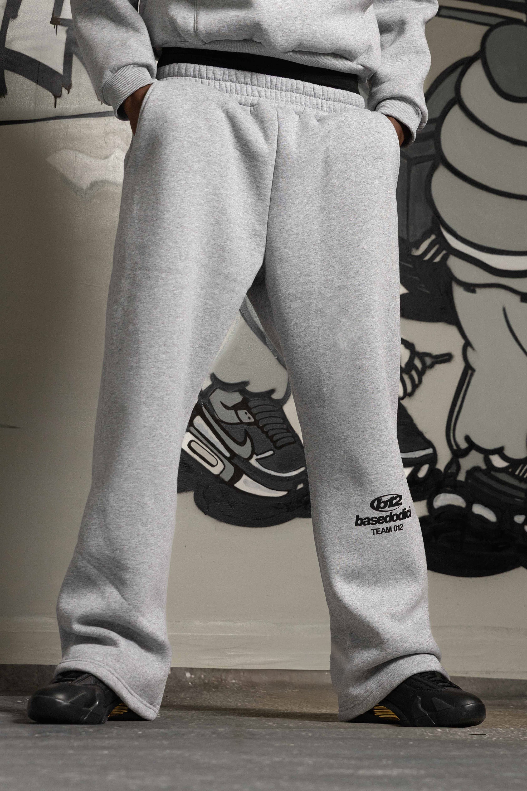 Fleece Pants "TEAM012" Logo AshGrey/Black