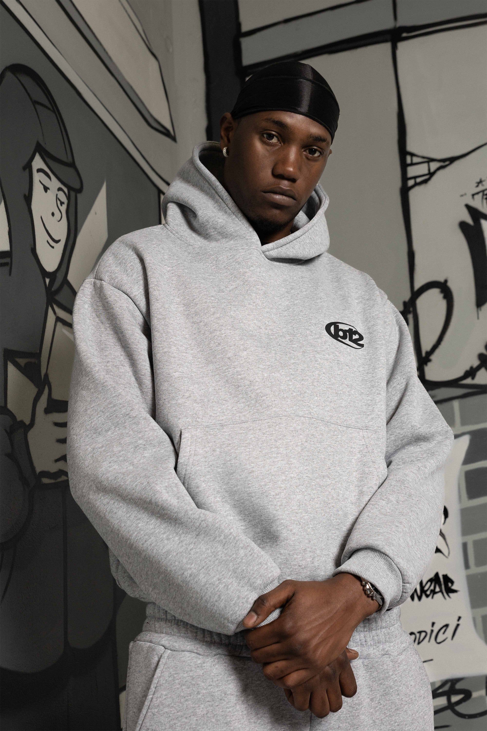 Hoodie "TEAM012" Back Logo AshGrey/Black