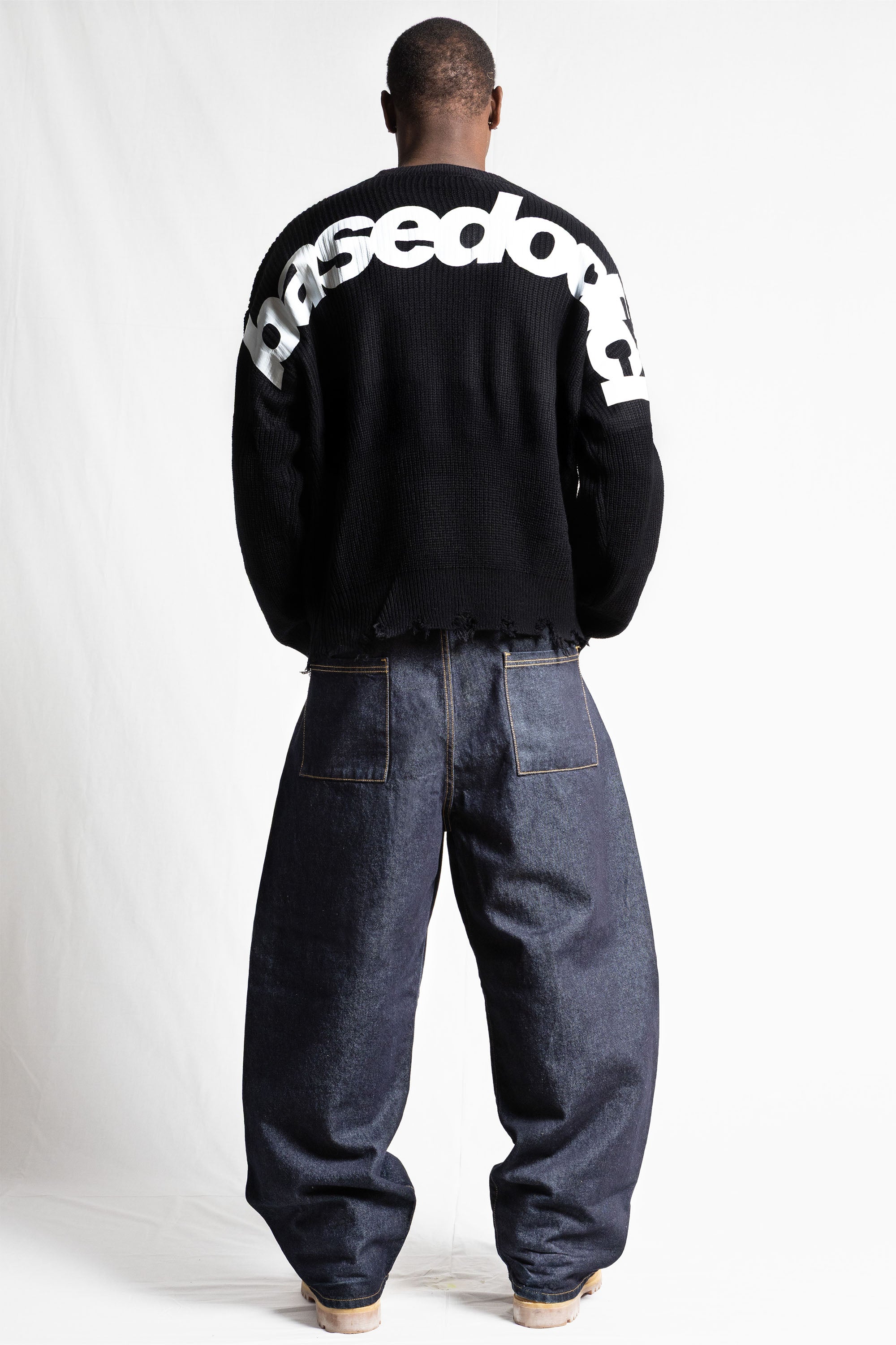 "RUDEBOY LDN" Knitwear Shoulder Logo Black