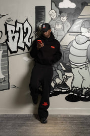Fleece Pants "TEAM012" Logo Black/Red