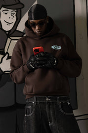 Hoodie "TEAM012" Back Logo Brown/Azure