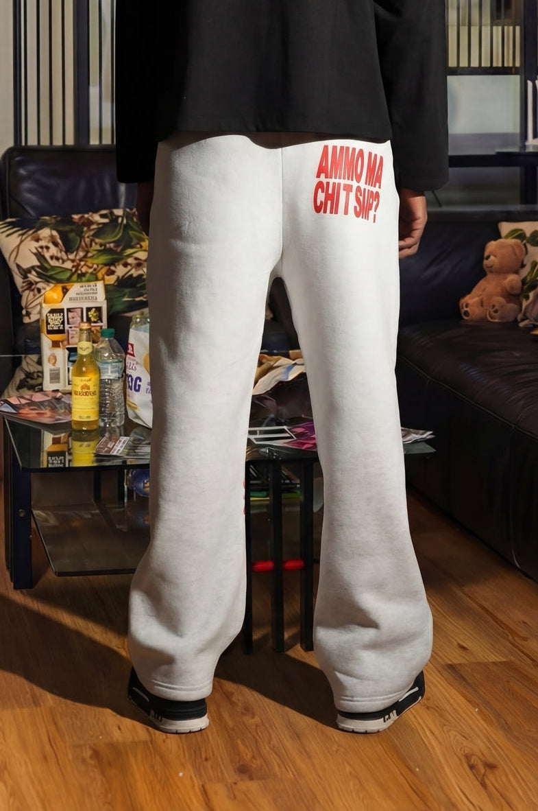 Fleece Pants "AMMO" CHI'T'SAP AshGrey/ScriptRed