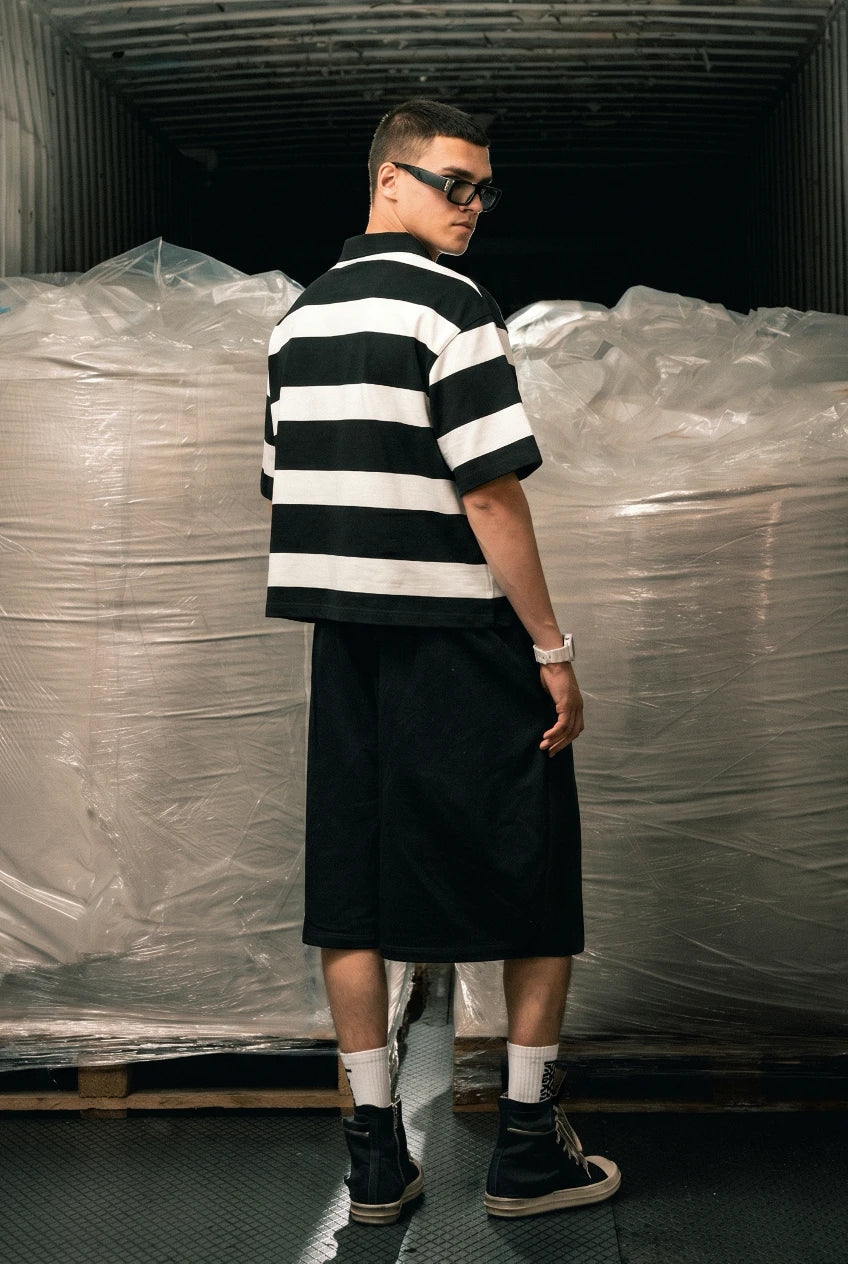 Polo "LAST DELIVERY" BASE Stripe White/Black