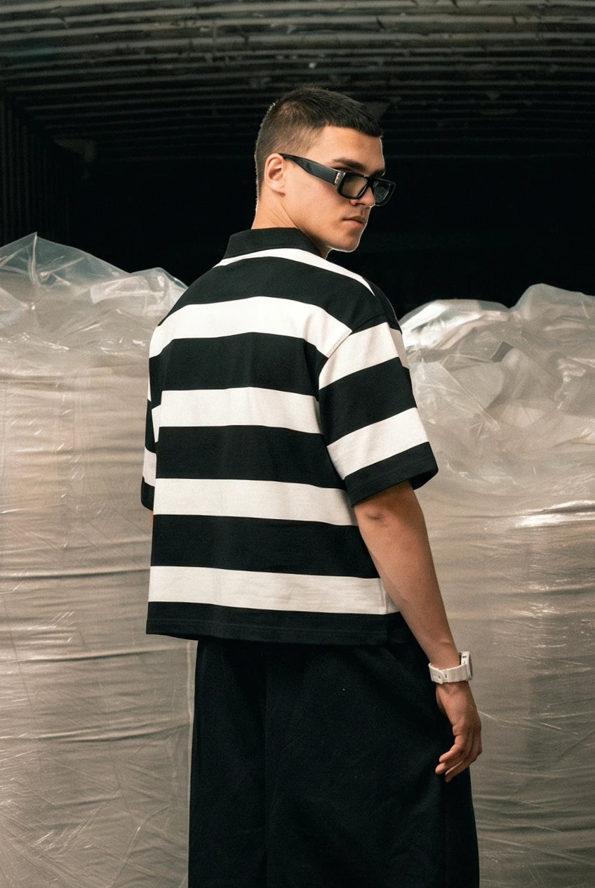 Polo "LAST DELIVERY" BASE Stripe White/Black