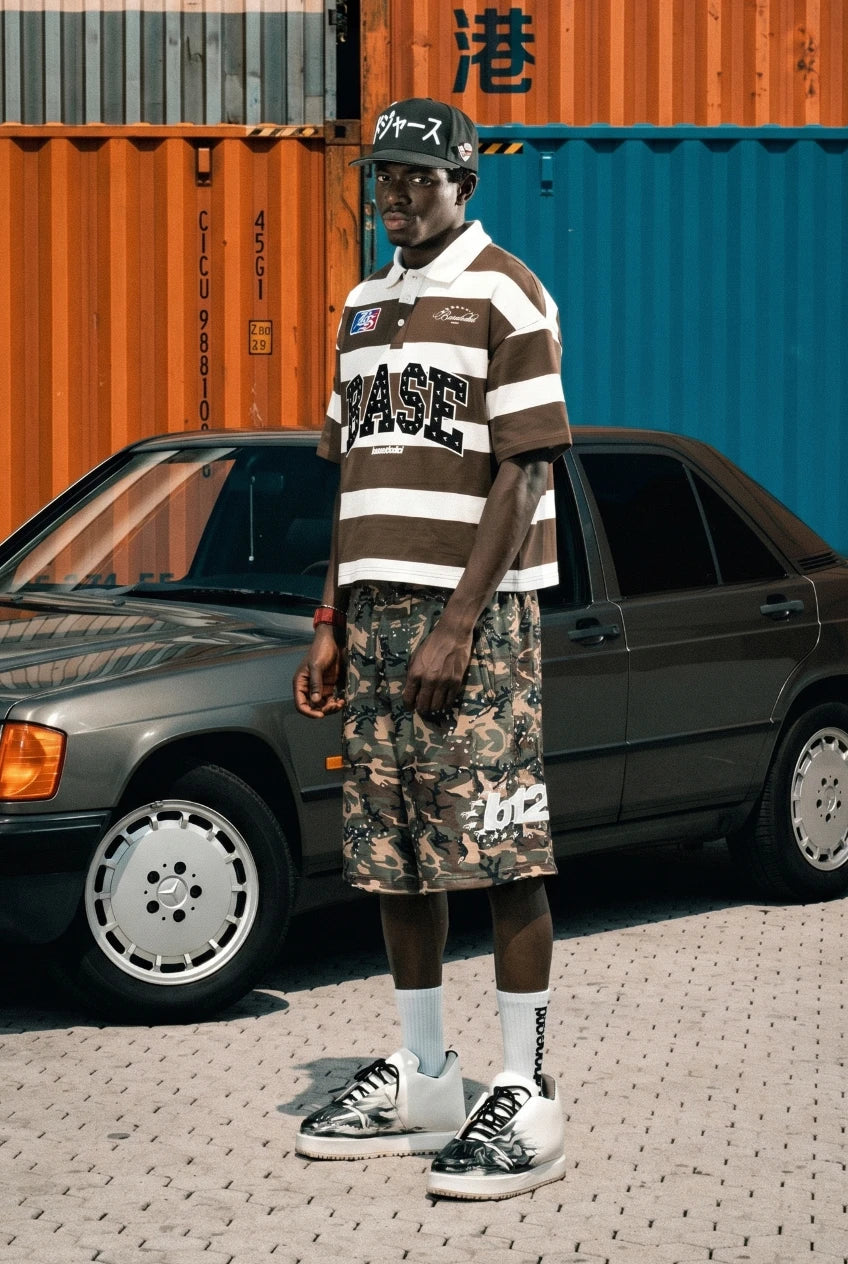 Polo "LAST DELIVERY" BASE Stripe White/Brown