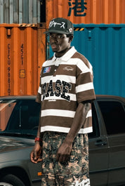 Polo "LAST DELIVERY" BASE Stripe White/Brown