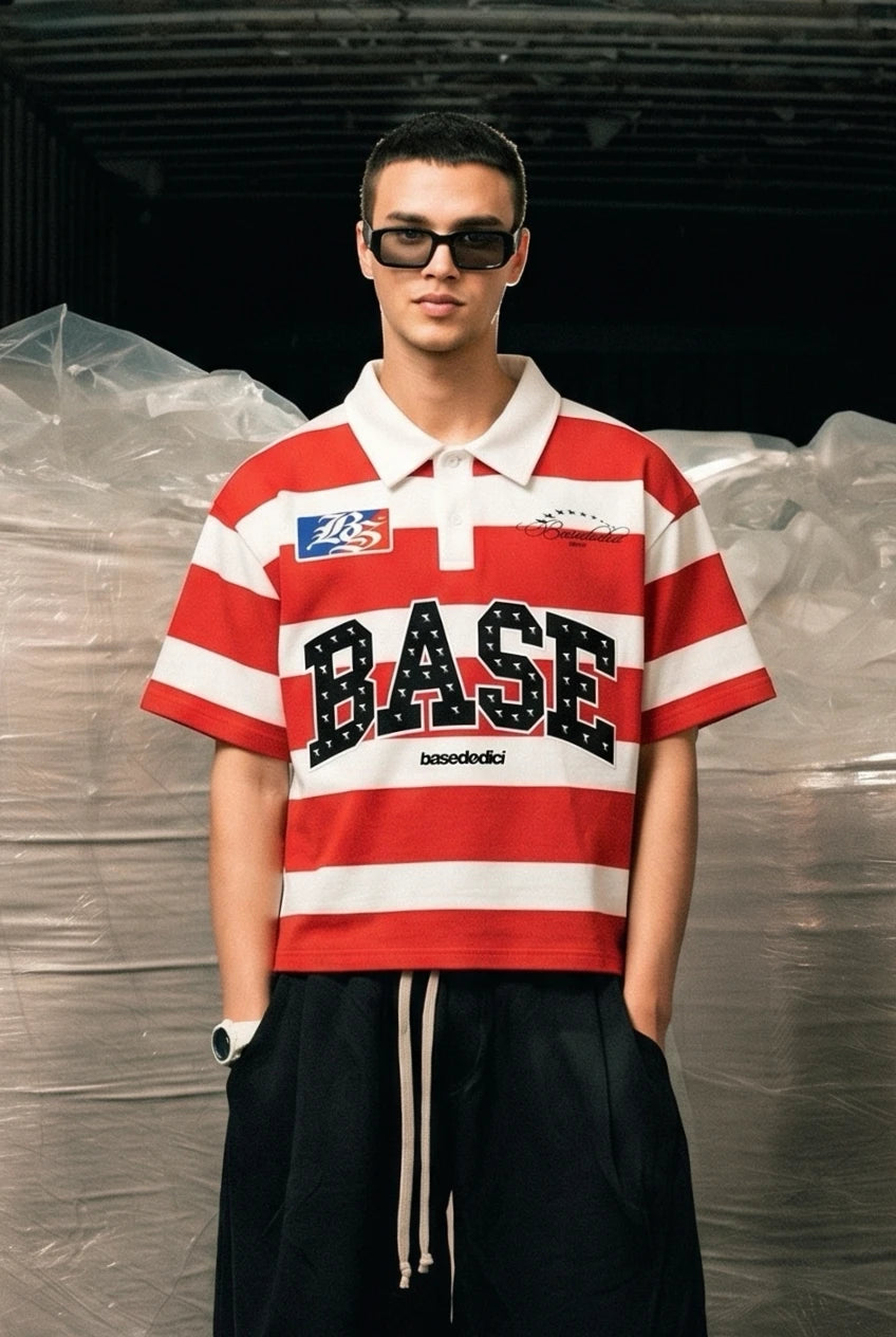 Polo "LAST DELIVERY" BASE Stripe White/Red