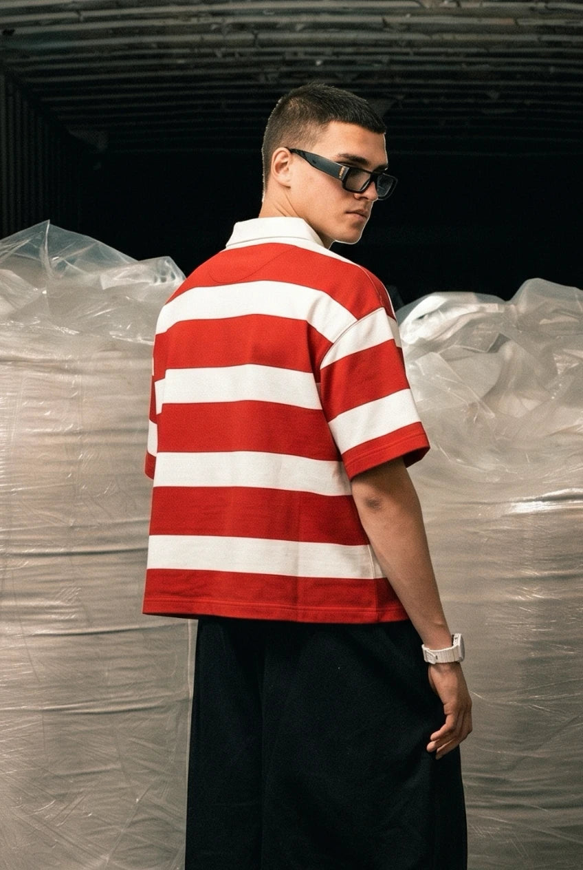 Polo "LAST DELIVERY" BASE Stripe White/Red