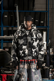 Sherpa Zip Jacket "DETROIT" Camo Grey