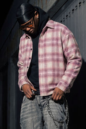 Flanella Shirt "RUDE DIAMOND" Rhinestones Pink