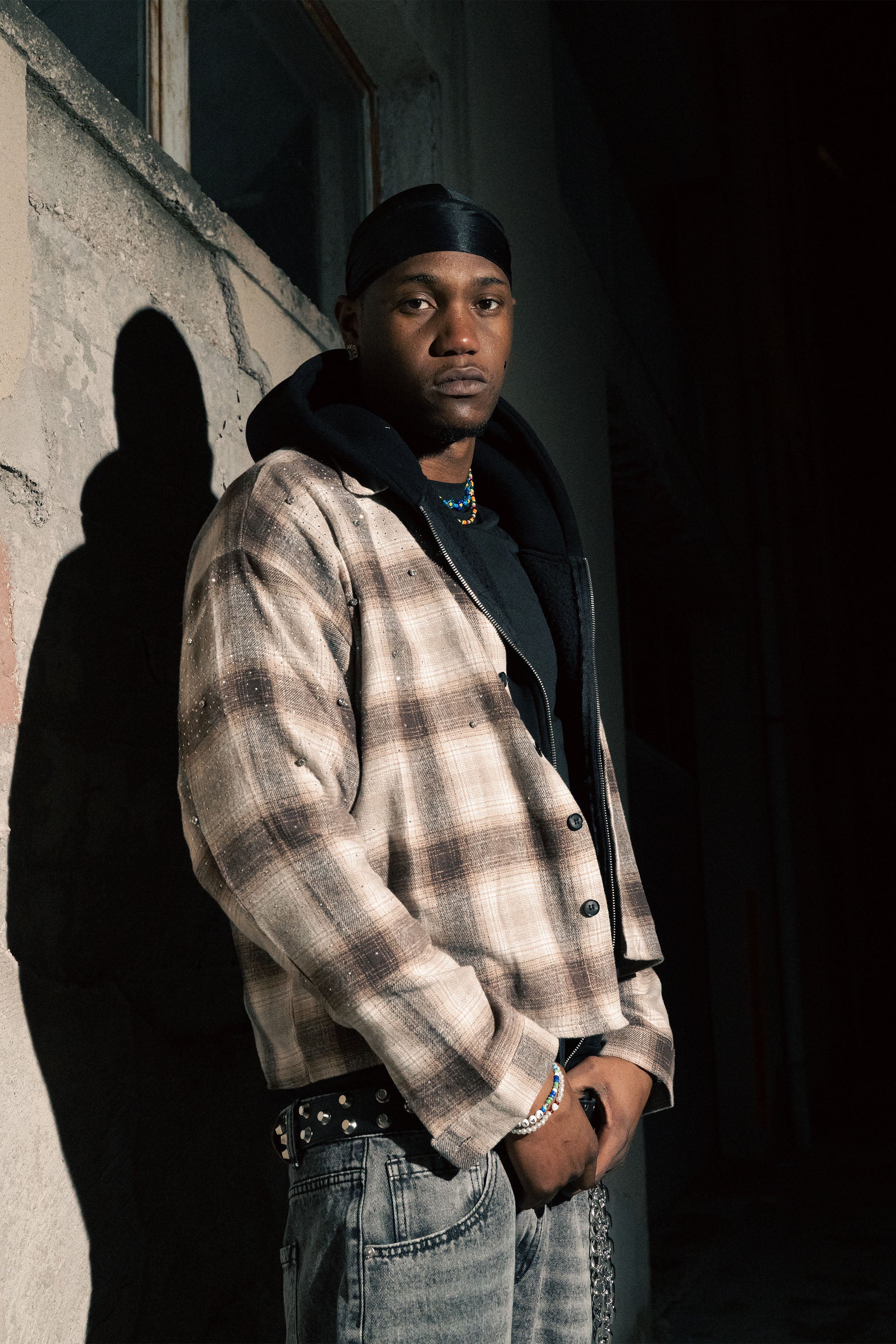 Flanella Shirt "RUDE DIAMOND" Rhinestones Sand