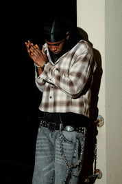 Flanella Shirt "RUDE DIAMOND" Rhinestones Sand