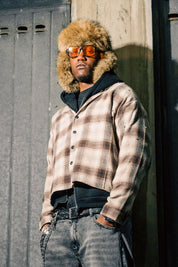 Flanella Shirt "RUDE DIAMOND" Rhinestones Sand