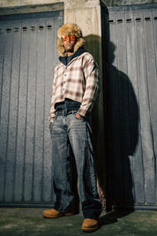 Flanella Shirt "RUDE DIAMOND" Rhinestones Sand