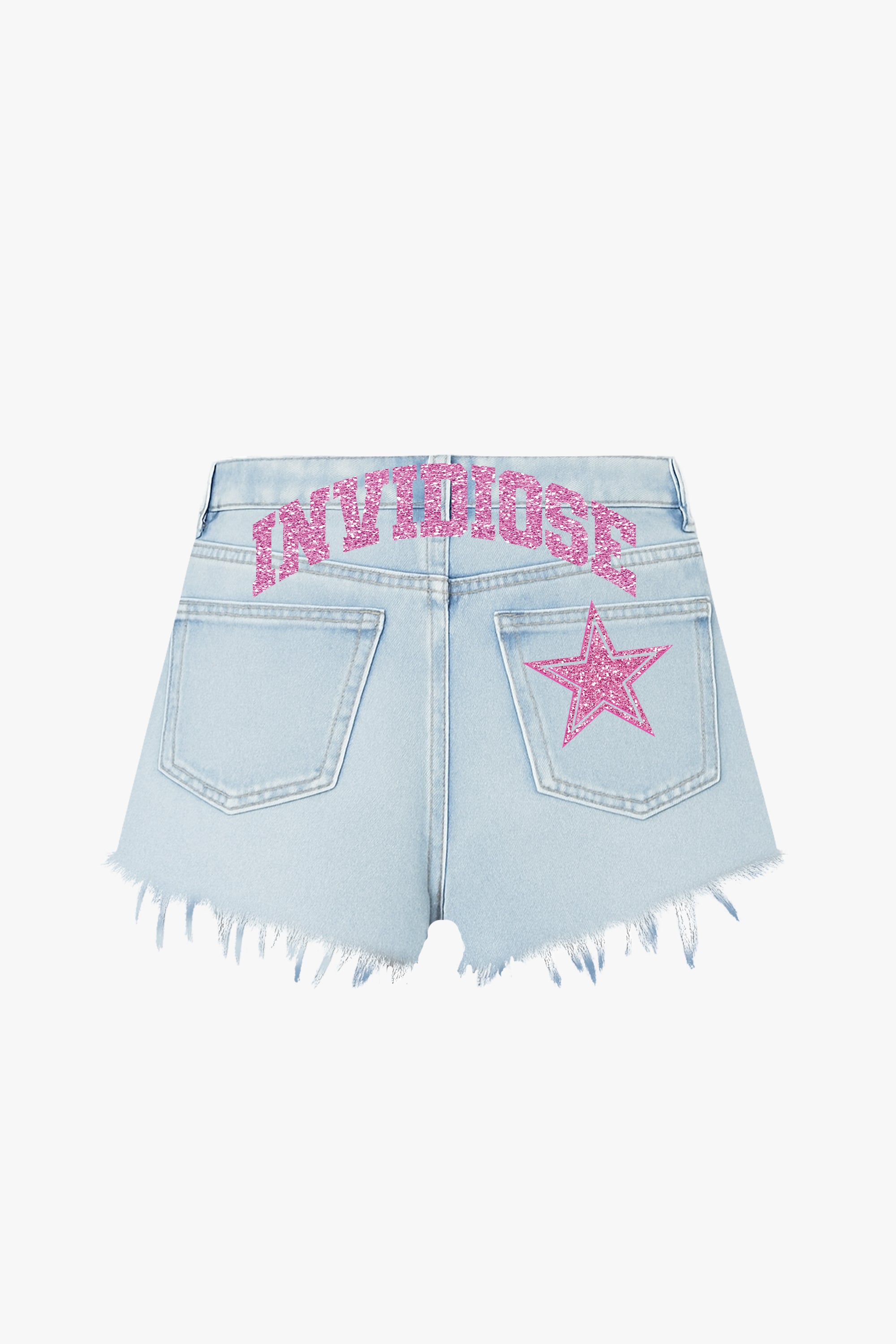 Shorts Denim “DIVA” Invidiose Light Blue/Glitter Pink
