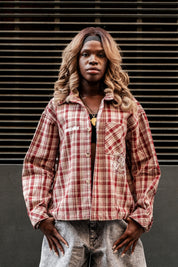 Flanella Shirt "BROKENNESS" ShoulderLogo Checked/Red
