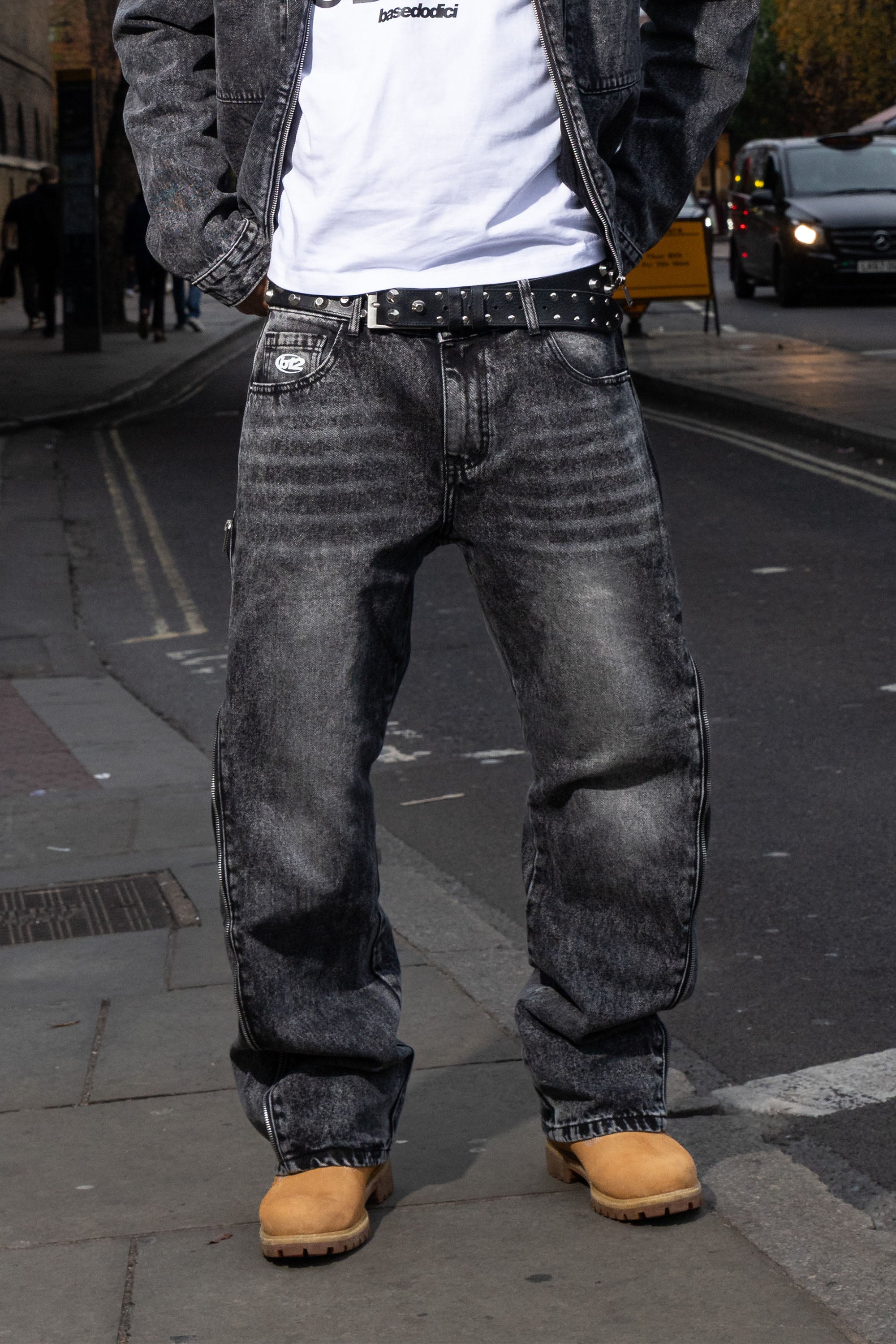 Look "RUDEBOY LDN" Side Zip Stone Washed