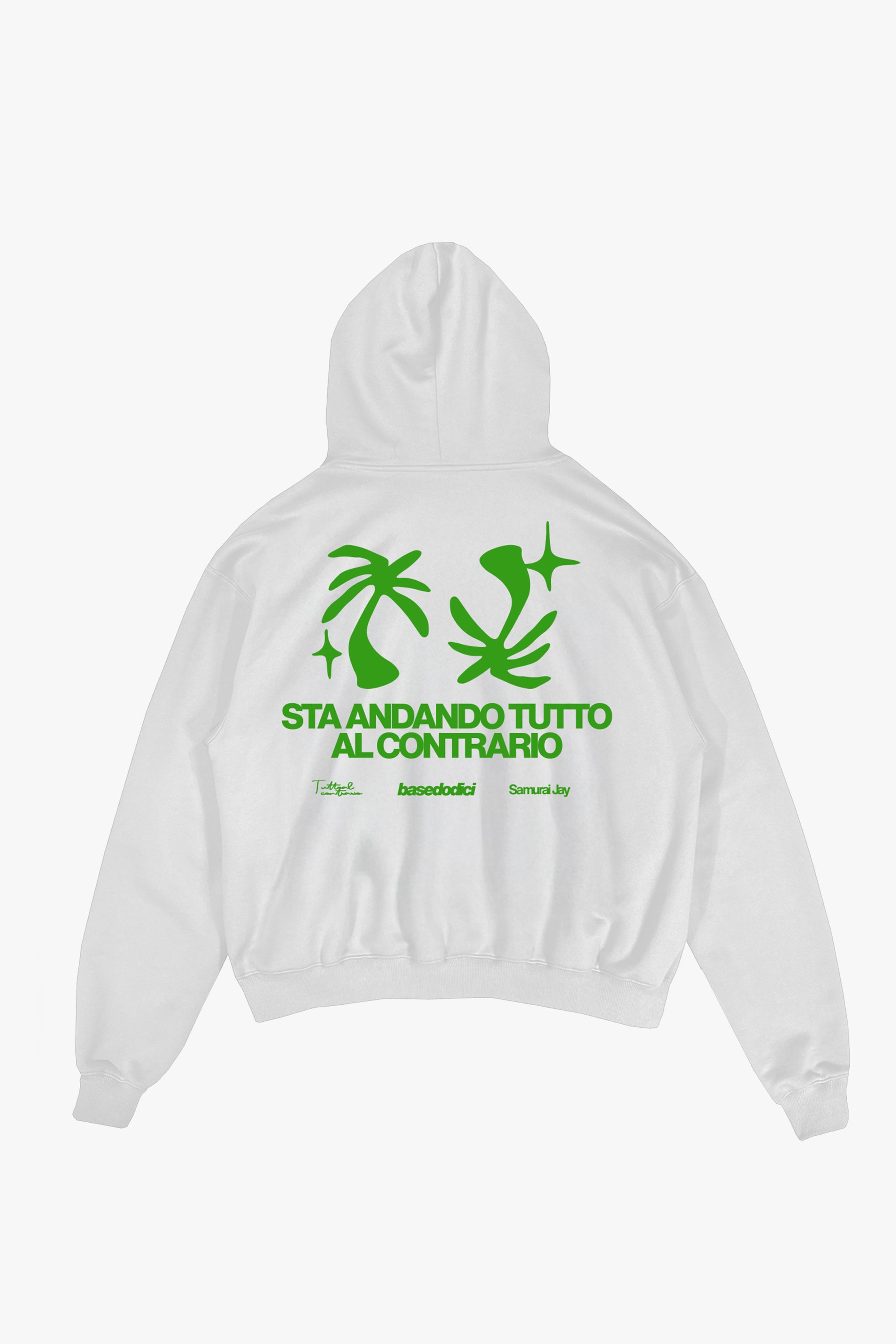 Hoodie "SAMURAIJAYxBASEDODICI" TuttoSbagliato White/Green