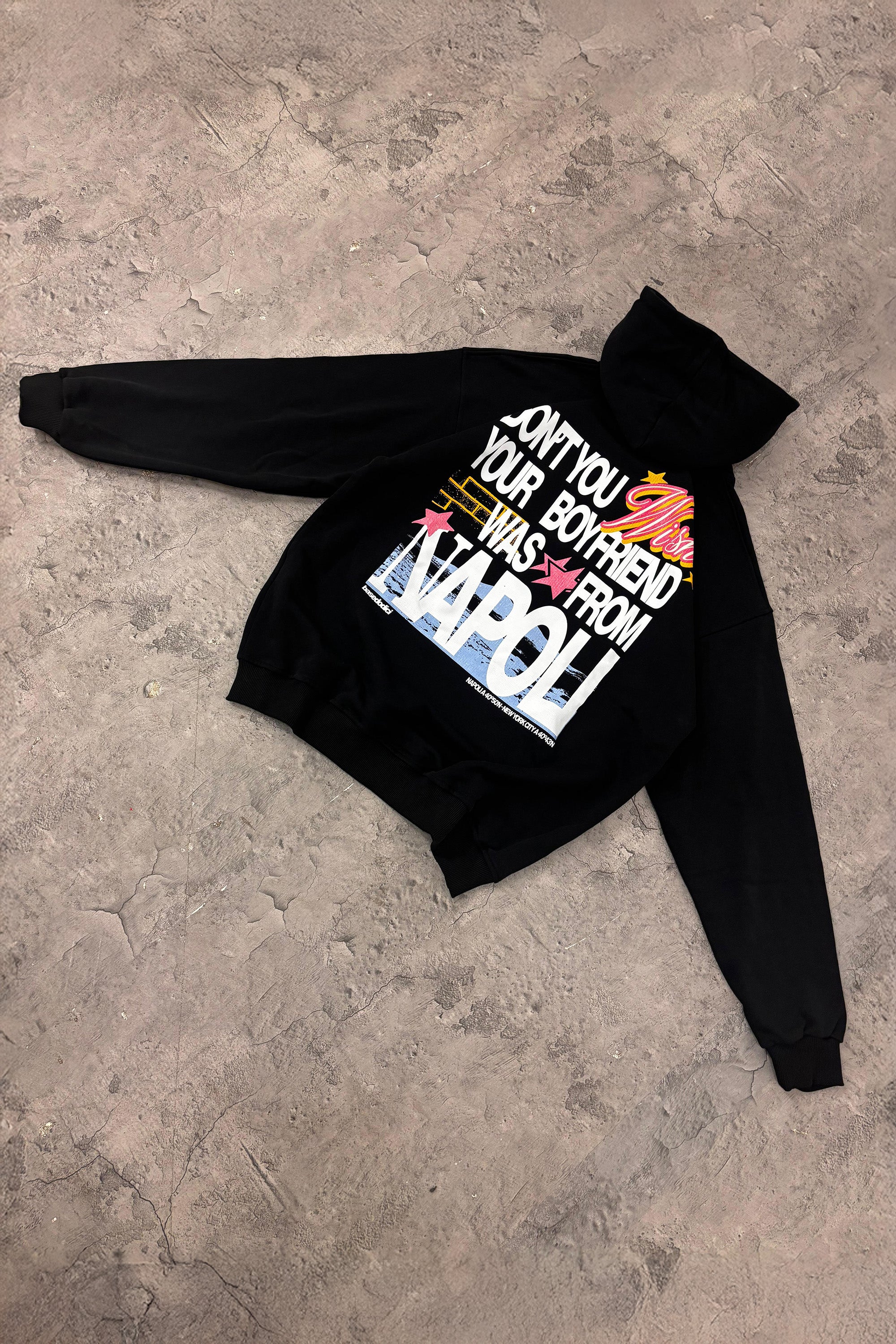 Hoodie “WISHYOUR” Boyfriend Black/Multi