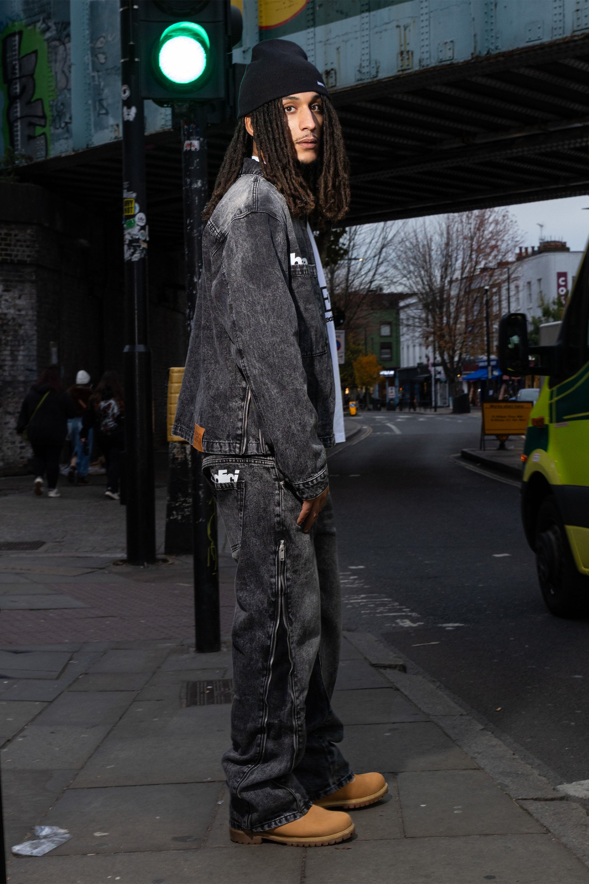 Look "RUDEBOY LDN" Side Zip Stone Washed