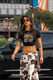 Baby Tee "AMMO" Black/Animalier Yellow - BASEDODICI®