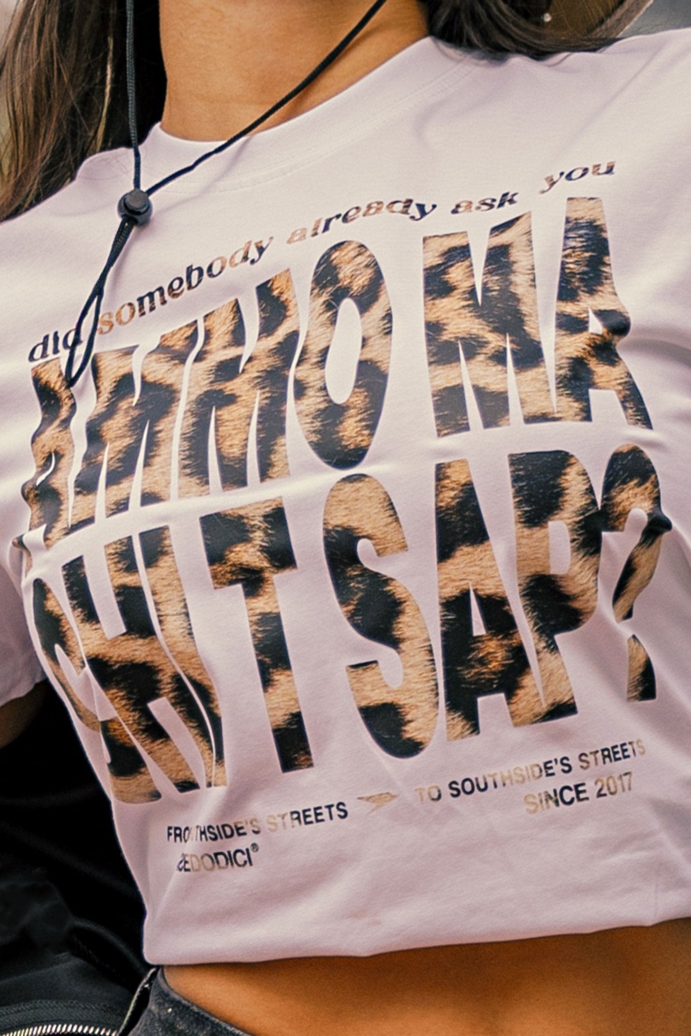 Baby Tee "AMMO" White/Animalier Yellow - BASEDODICI®
