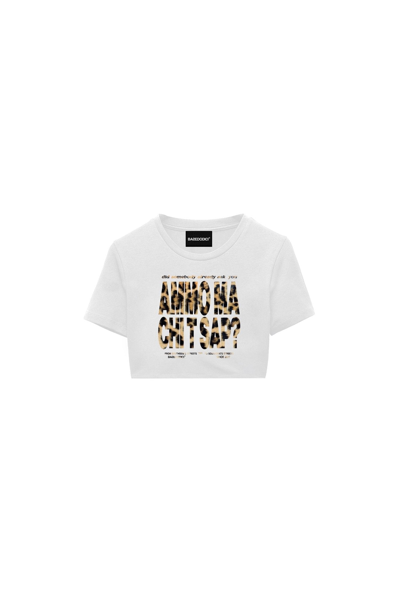Baby Tee "AMMO" White/Animalier Yellow - BASEDODICI®