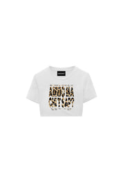 Baby Tee "AMMO" White/Animalier Yellow - BASEDODICI®