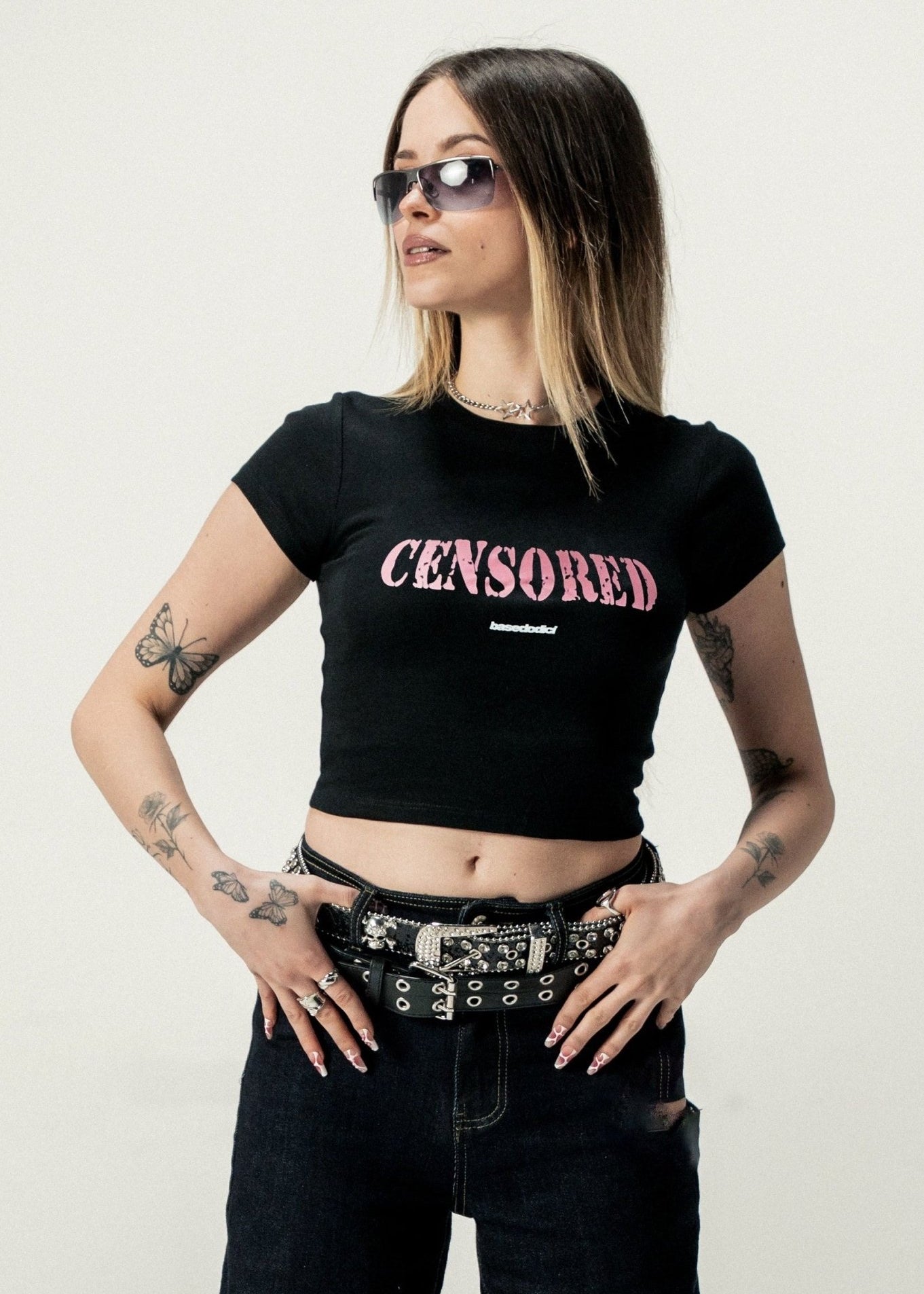 Baby Tee "DIVA" Censored Black - BASEDODICI®