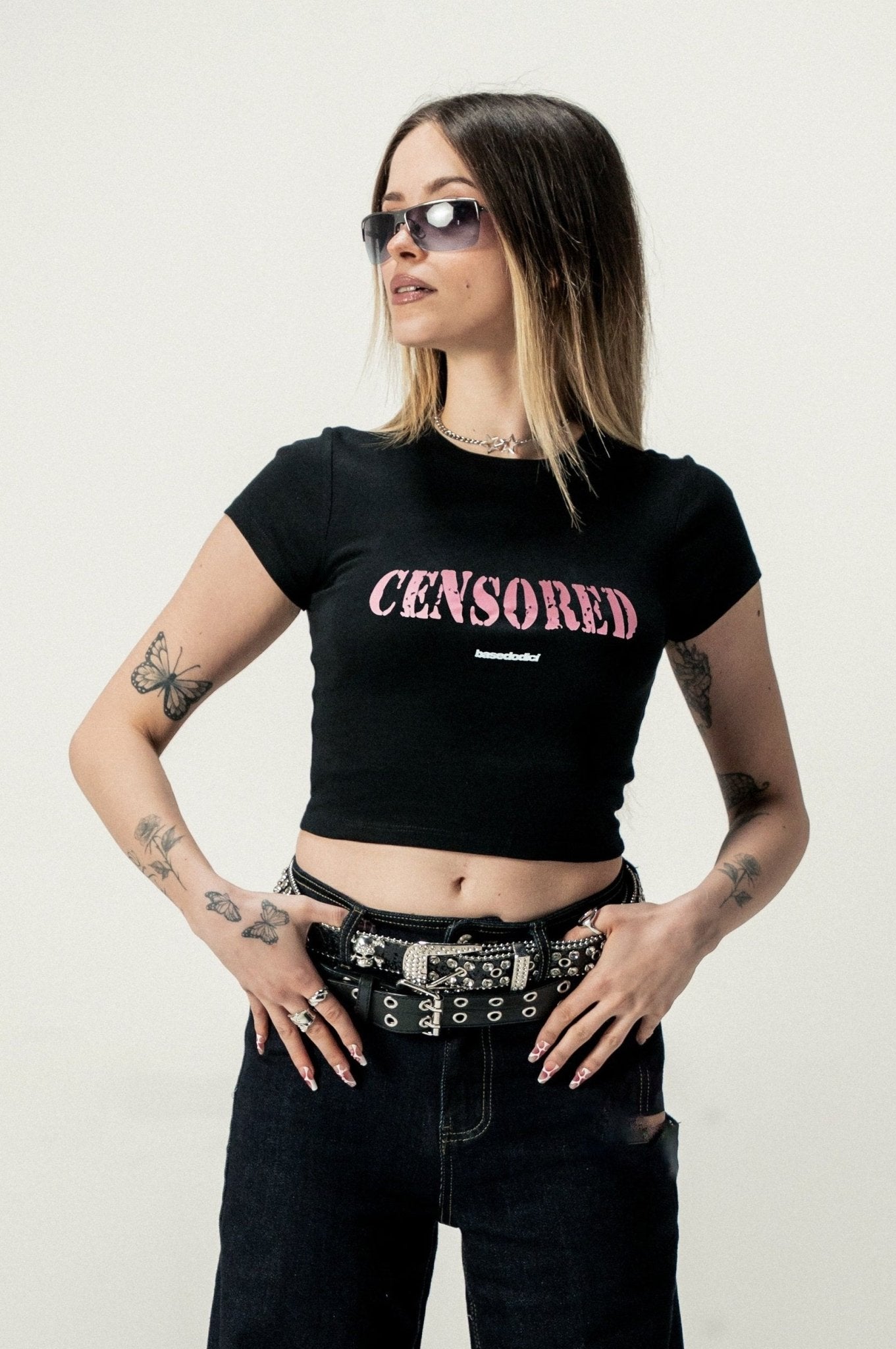 Baby Tee "DIVA" Censored Black - BASEDODICI®