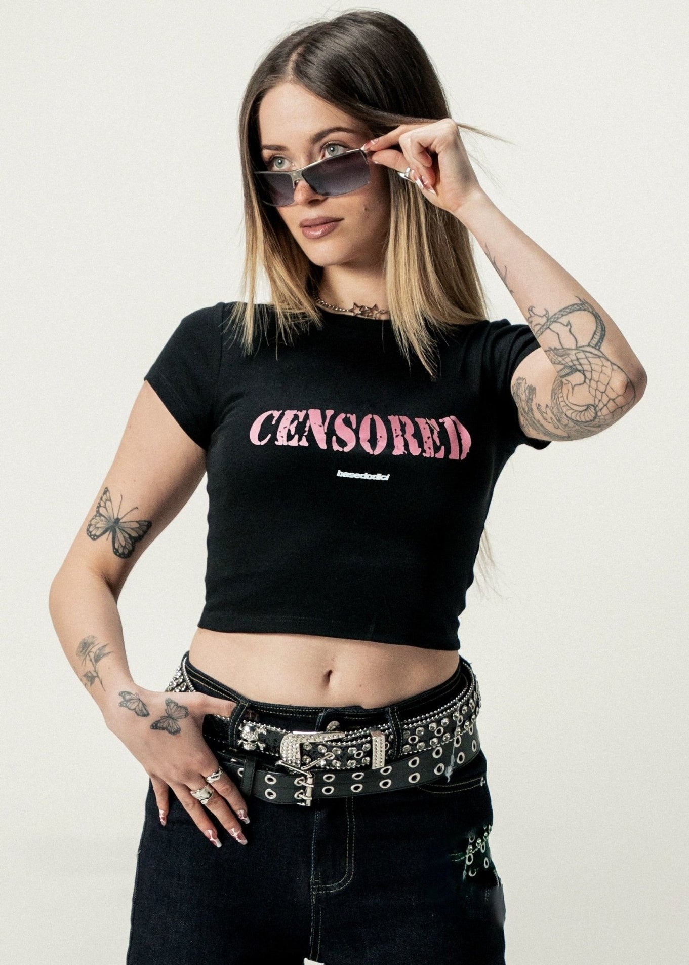 Baby Tee "DIVA" Censored Black - BASEDODICI®