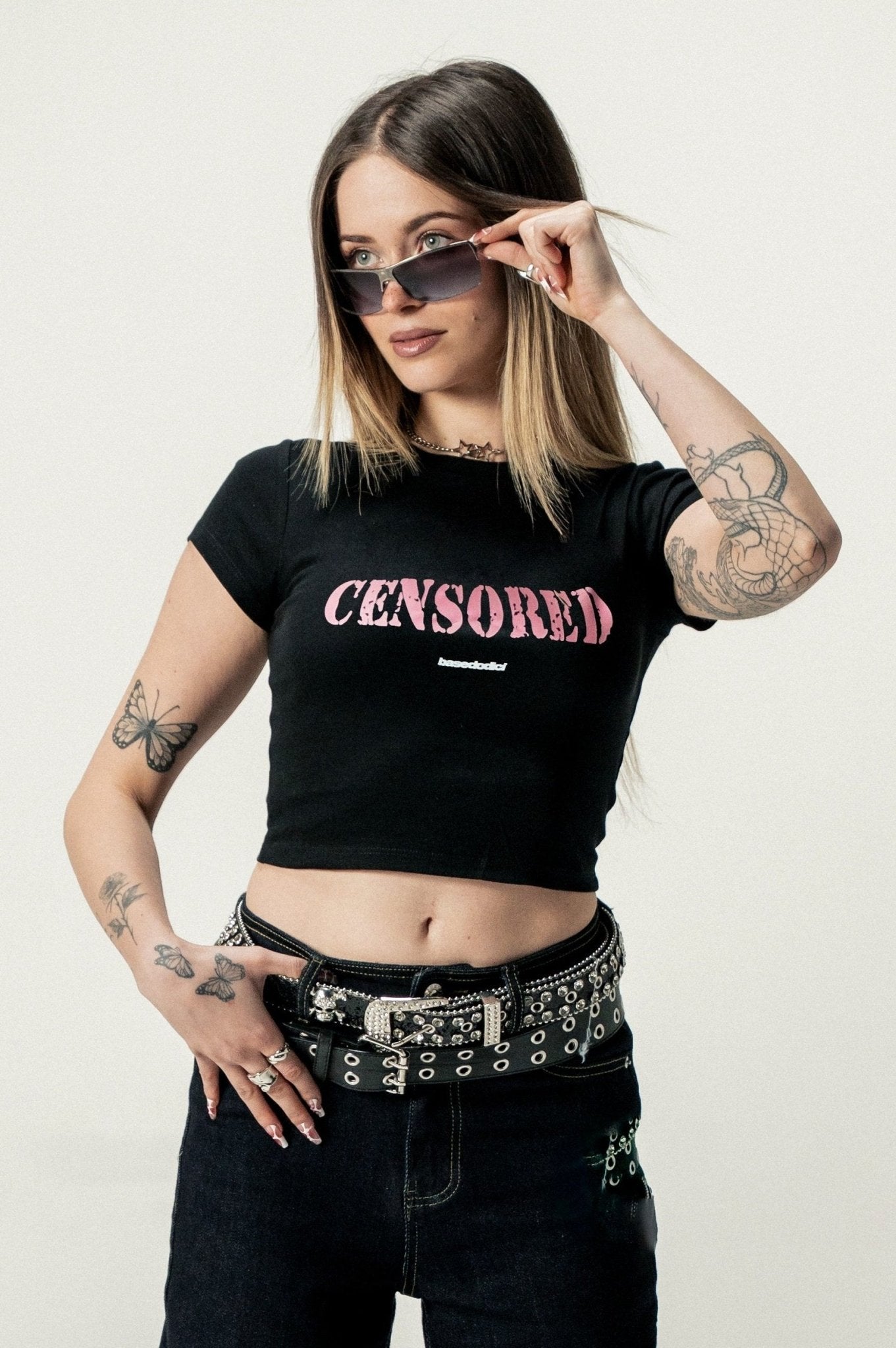 Baby Tee "DIVA" Censored Black - BASEDODICI®
