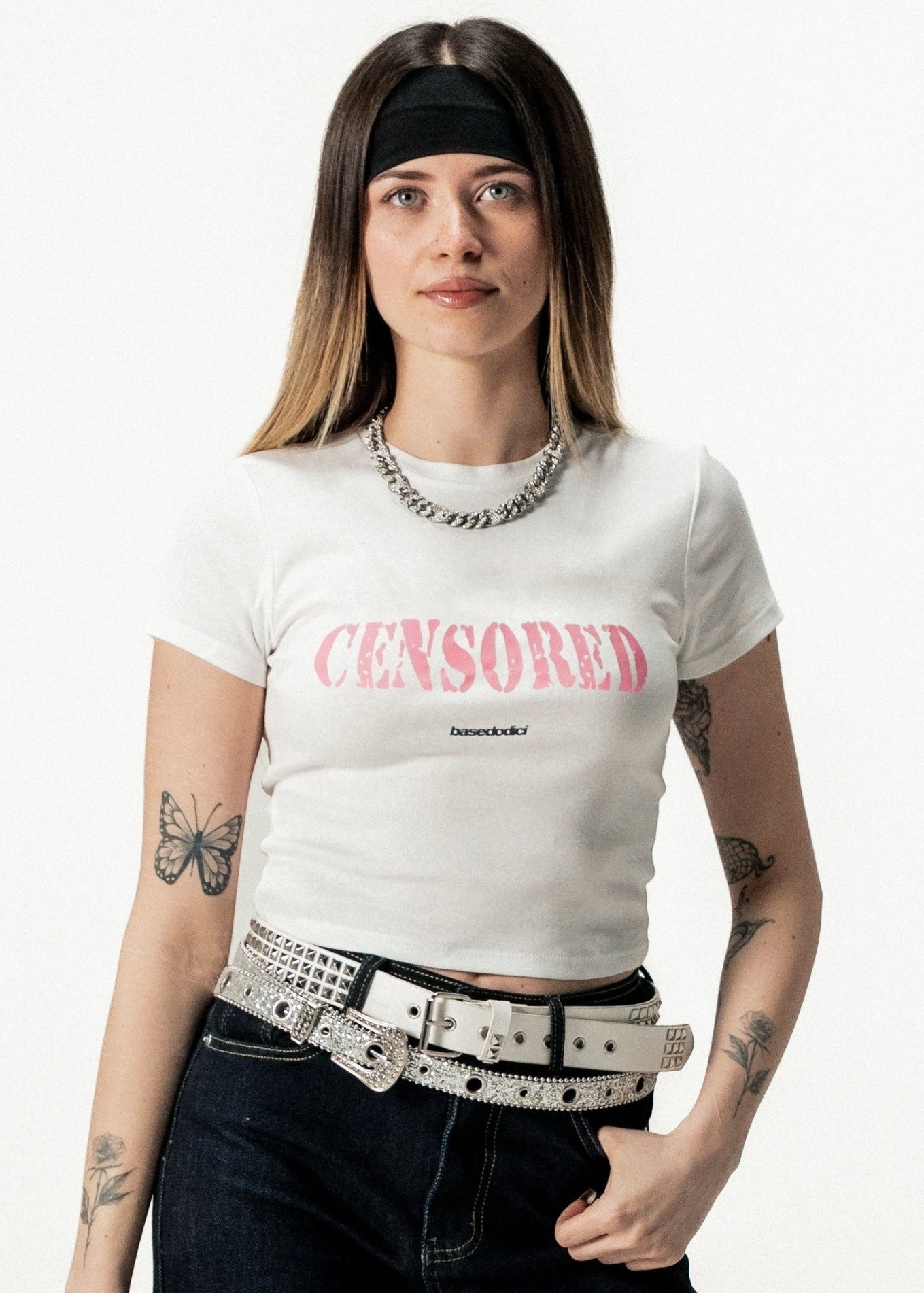Baby Tee "DIVA" Censored White - BASEDODICI®