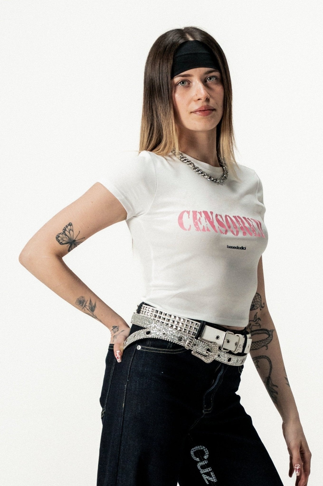 Baby Tee "DIVA" Censored White - BASEDODICI®