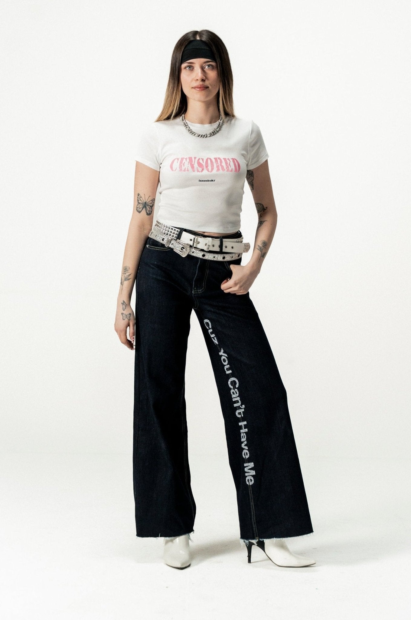 Baby Tee "DIVA" Censored White - BASEDODICI®