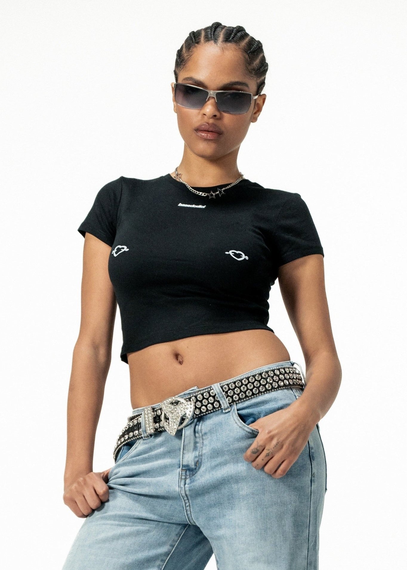 Baby Tee "DIVA" Hearts Black - BASEDODICI®