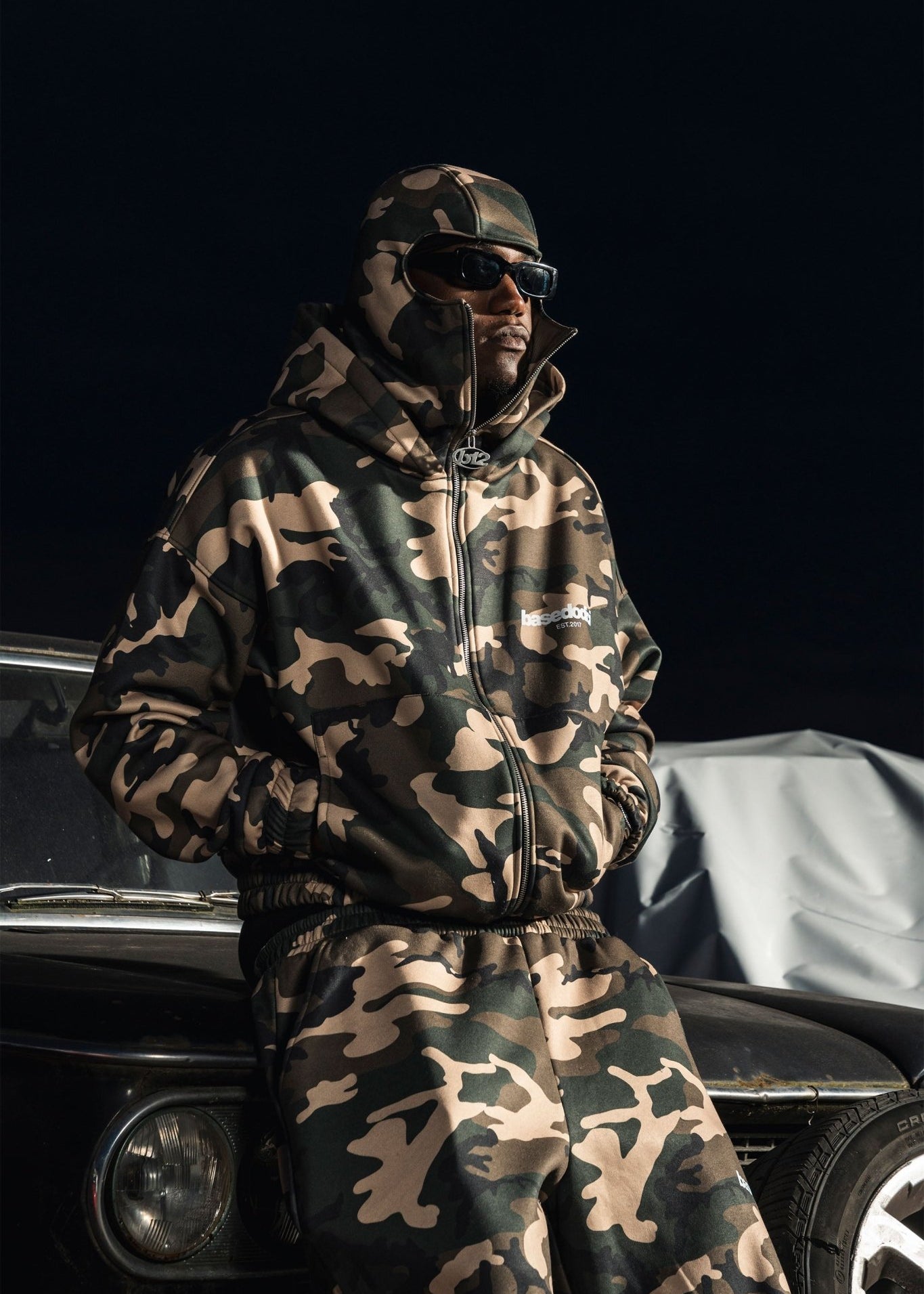 Balaclava Full Zip "DETROIT" Camo Green - BASEDODICI®