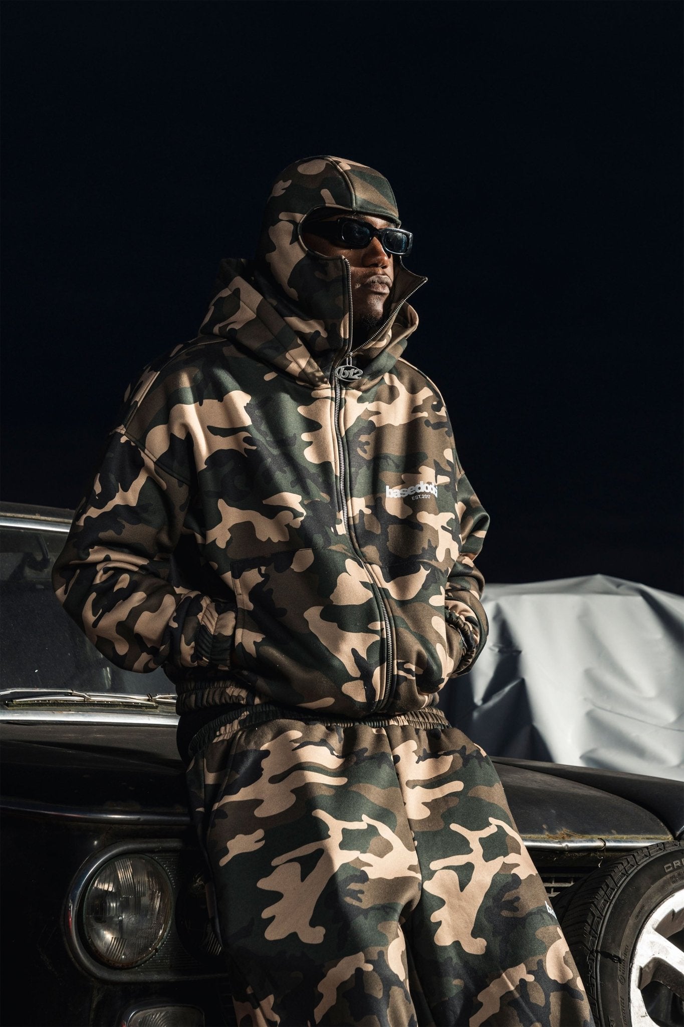 Balaclava Full Zip "DETROIT" Camo Green - BASEDODICI®