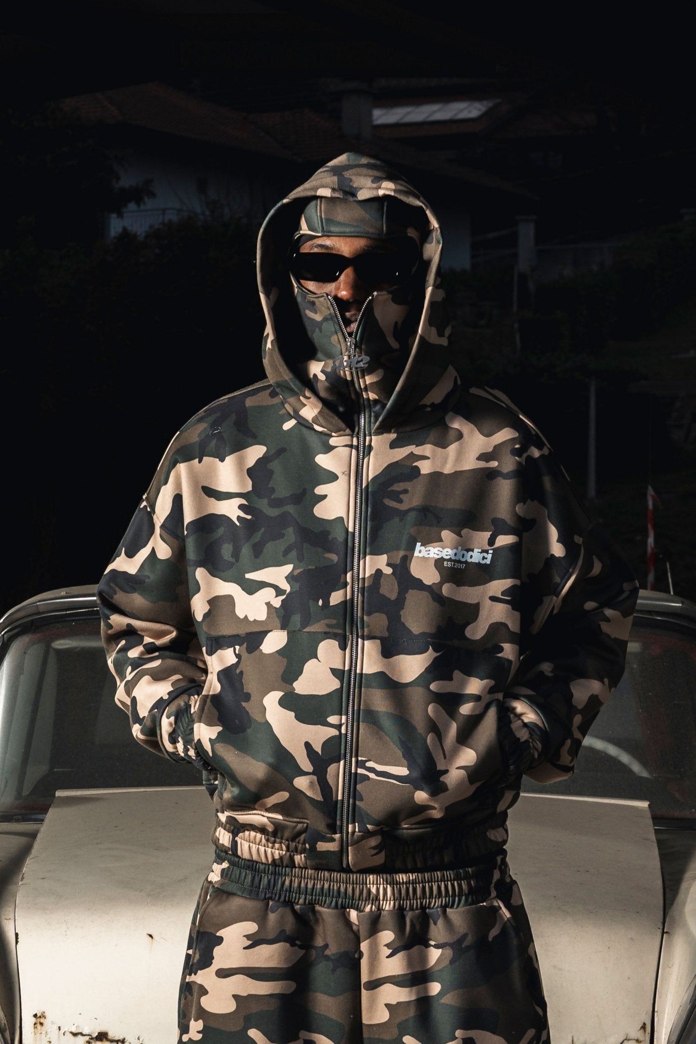 Balaclava Full Zip "DETROIT" Camo Green - BASEDODICI®