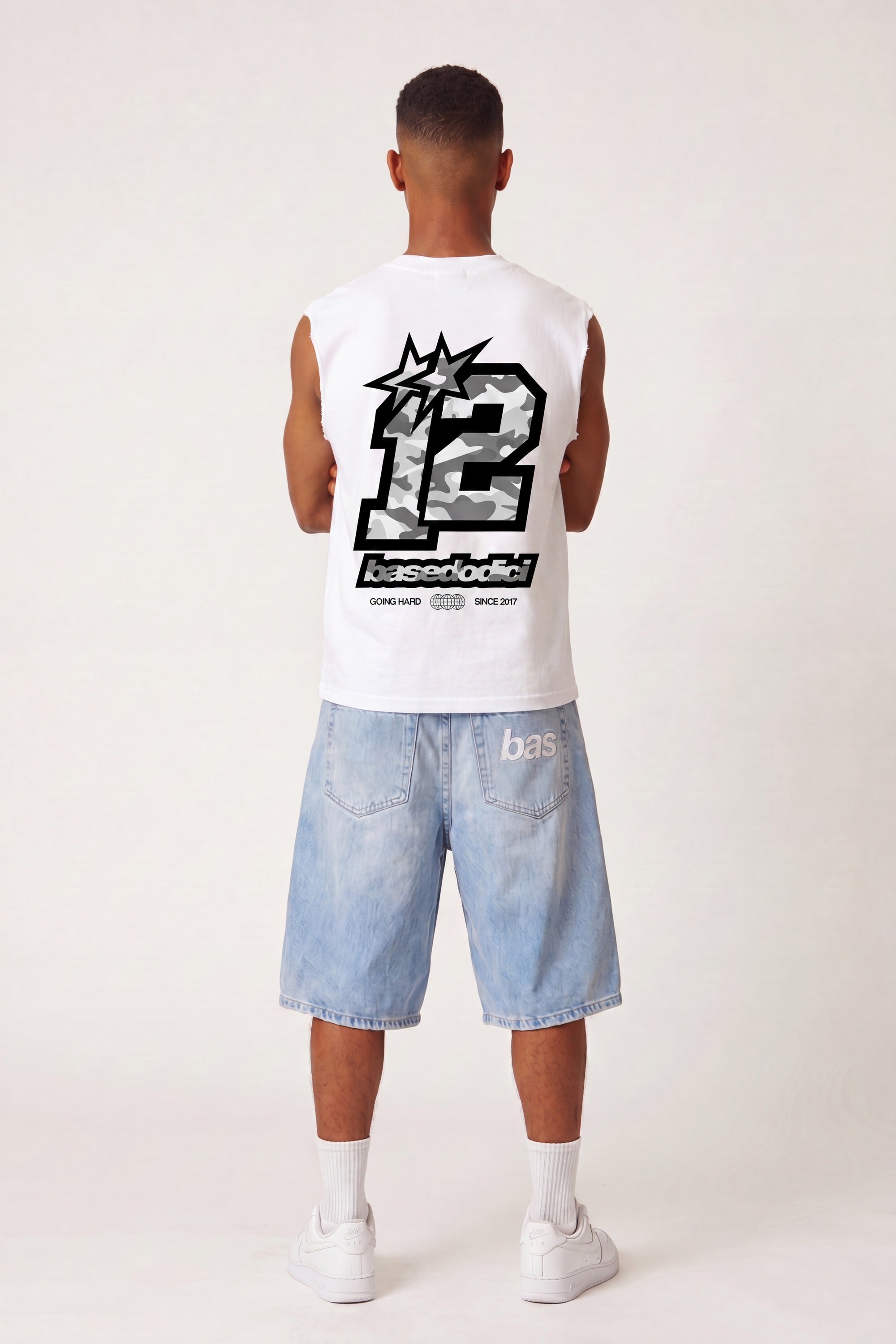 Tank “4PLAYERS” Back 12 White/CamoGrey