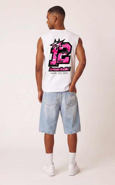 Tank "4PLAYERS" Back 12 White/CamoPink