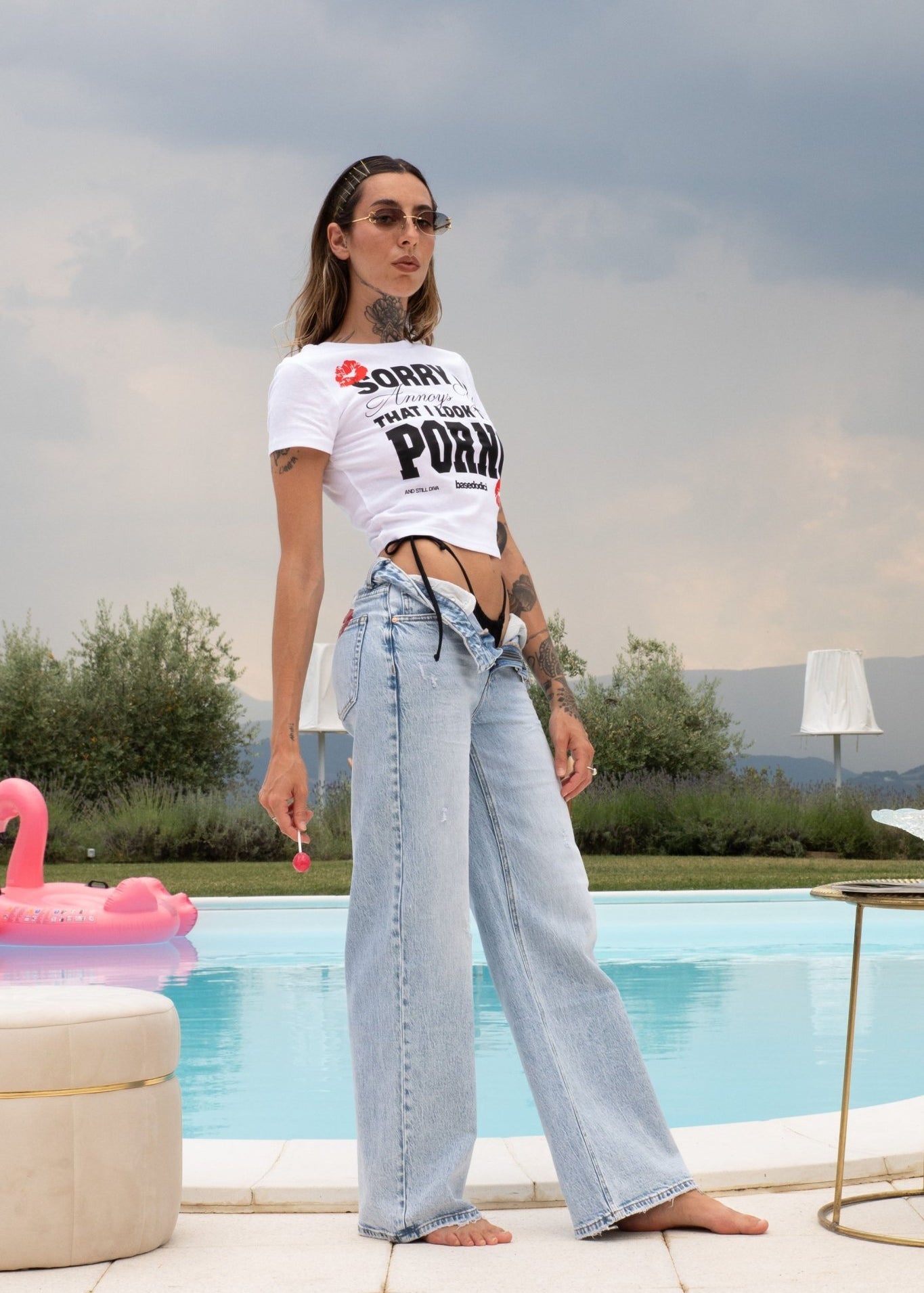 Bigall Denim “DIVA” P*rno Kiss Light Blue - BASEDODICI®