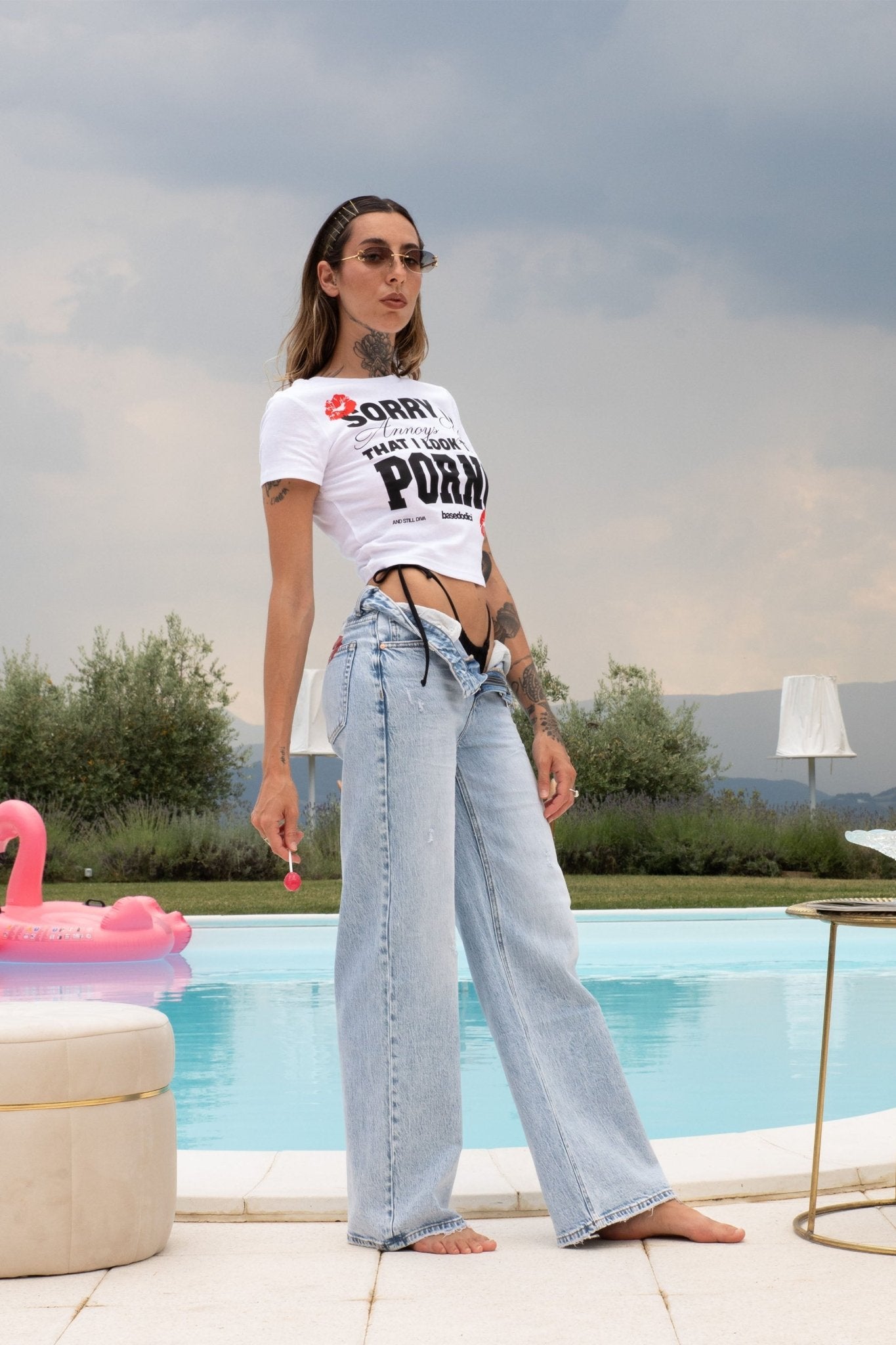 Bigall Denim “DIVA” P*rno Kiss Light Blue - BASEDODICI®