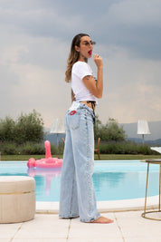 Bigall Denim “DIVA” P*rno Kiss Light Blue - BASEDODICI®