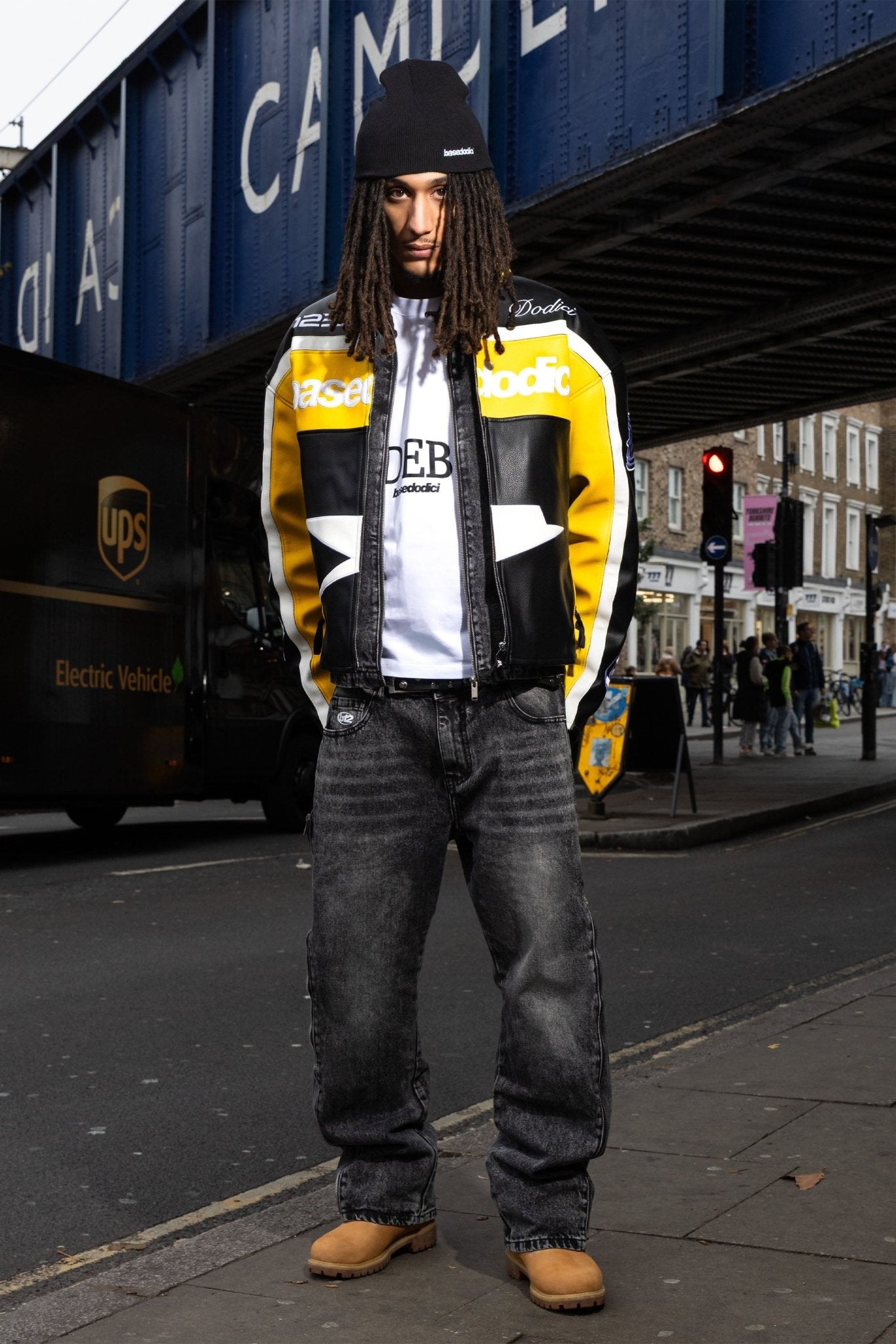 Biker Jacket "RUDEBOY LDN" Money Black/Yellow - BASEDODICI®