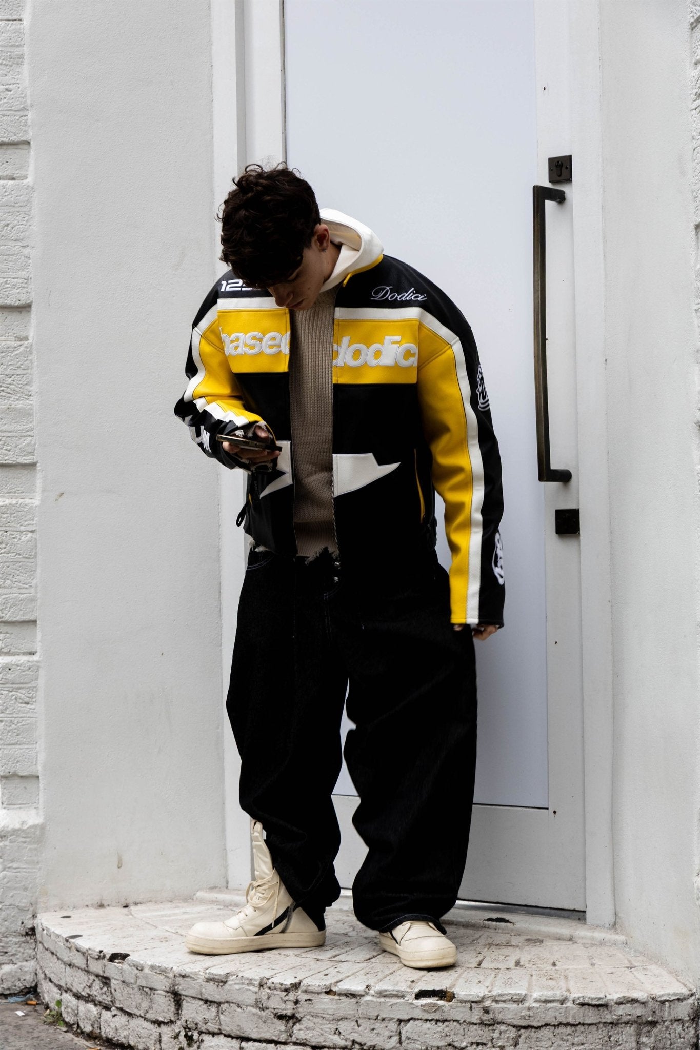 Biker Jacket "RUDEBOY LDN" Money Black/Yellow - BASEDODICI®