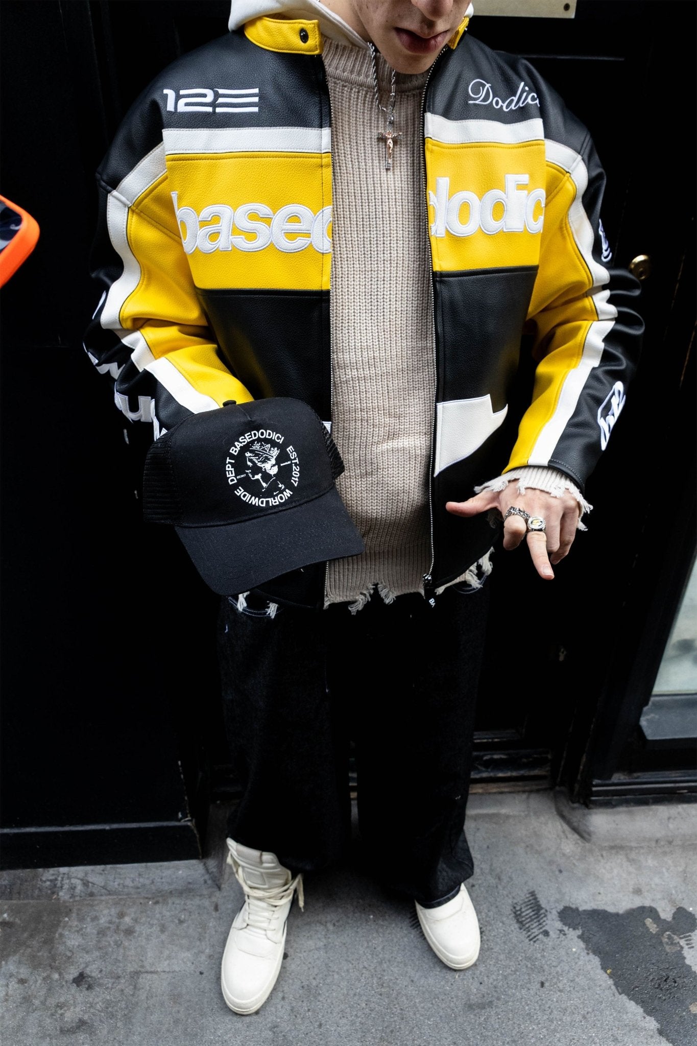 Biker Jacket "RUDEBOY LDN" Money Black/Yellow - BASEDODICI®